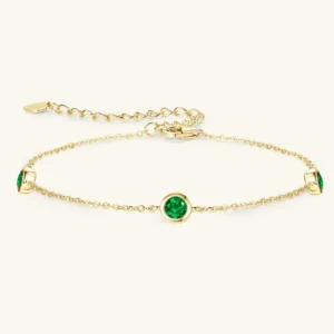 Simple Three Stone Emerald Bracelet