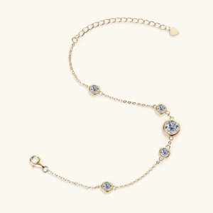 Fashionable five-stone S925 sterling silver bracelet - GOLDEN