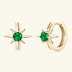 Temperament Retro Star Emerald Earrings