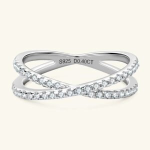 X-shaped moissanite ring - US8.5