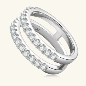 Double row moissanite ring