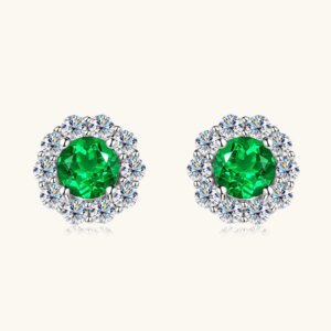 Vintage Hip Hop Emerald Stud Earrings - SLIVER