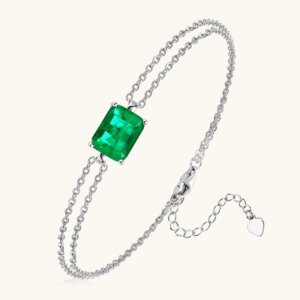 Square Emerald Bracelet - SLIVER