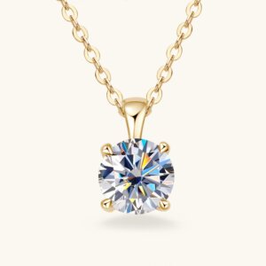 Classic Four-Prong Moissanite Necklace - GOLDEN