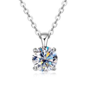 Classic Four-Prong Moissanite Necklace - SLIVER