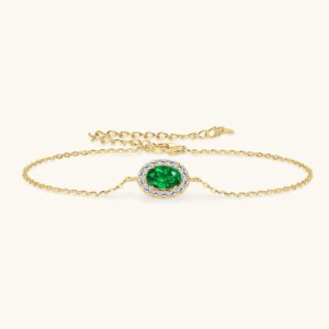 Oval Emerald Bracelet - GOLDEN