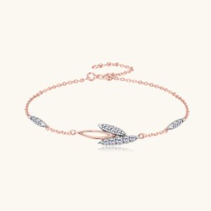 Leaf Moissanite Bracelet - Rose Gold