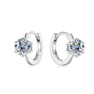 Simple six-claw fashionable moissanite earrings - Sliver