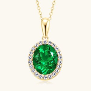 Pigeon Egg Pendant S925 Sterling Silver Emerald Necklace - GOLDEN