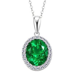 Pigeon Egg Pendant S925 Sterling Silver Emerald Necklace - SLIVER