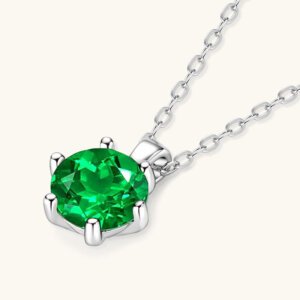 Classic Six-Prong Emerald Necklace - SLIVER