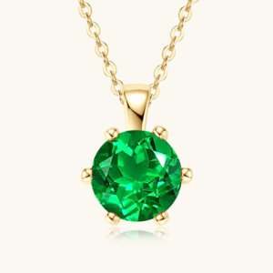 Classic Six-Prong Emerald Necklace - GOLDEN