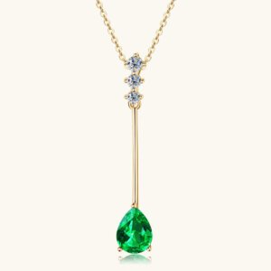 Drop Shape Emerald Necklace - GOLDEN