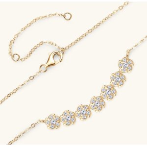 Niche Design Flower Moissanite Necklace - GOLDEN