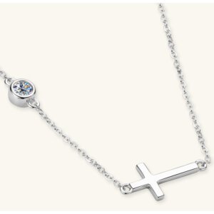 Versatile Cross Moissanite Necklace - SLIVER
