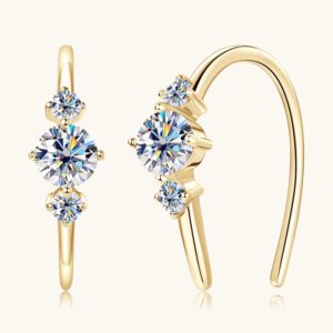Fashion U-Shaped Moissanite Earrings - GOLDEN
