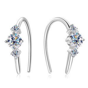 Fashion U-Shaped Moissanite Earrings - SLIVER