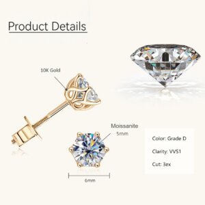 10K Gold Moissanite Earrings - 0.5g