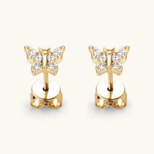 Fashion Butterfly Moissanite Earrings - GOLDEN