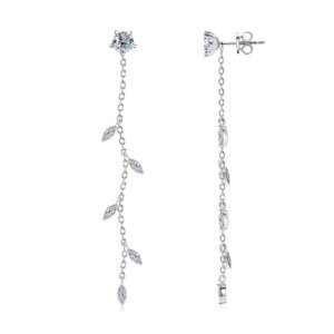 Fresh and elegant willow leaf moissanite earrings - SLIVER