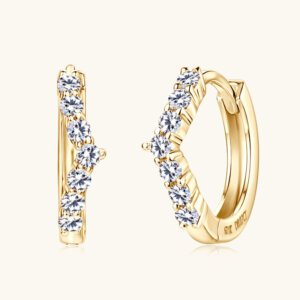 V-Shaped 10K Gold Moissanite Earrings