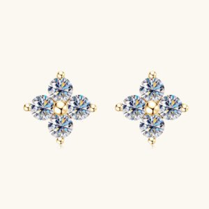 Fashion 10K Gold Moissanite Diamond Stud Earrings