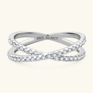 x-shaped moissanite ring